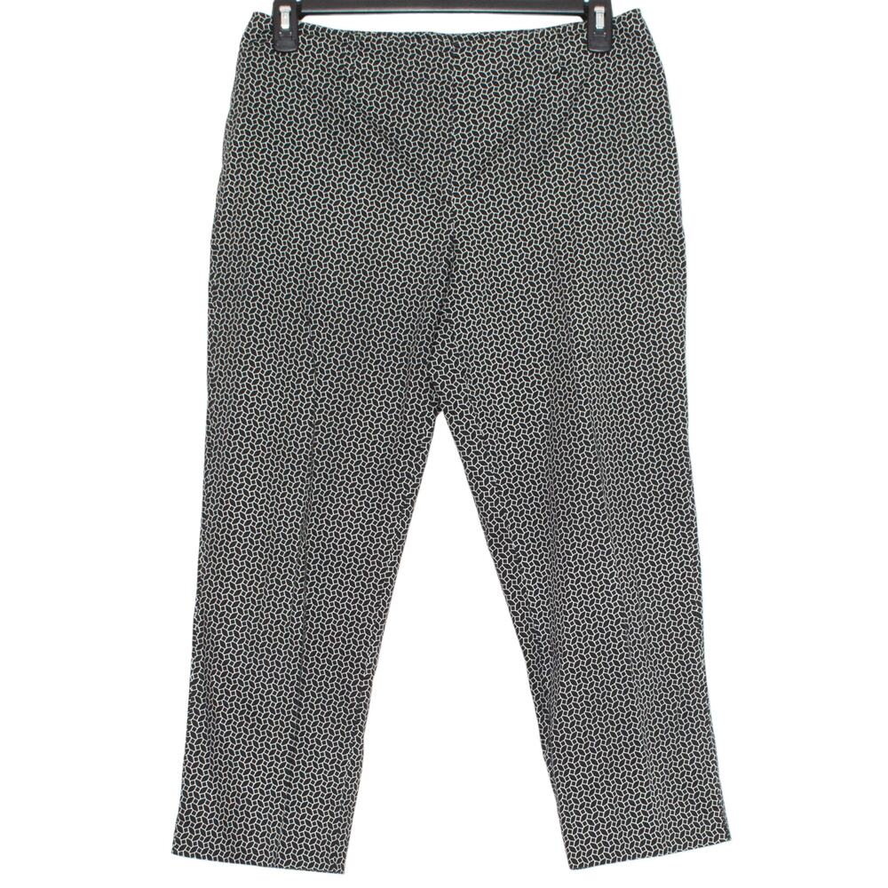 Talbots Pants Crop Geometric Minimalist Preppy Business Casual Black White 12P